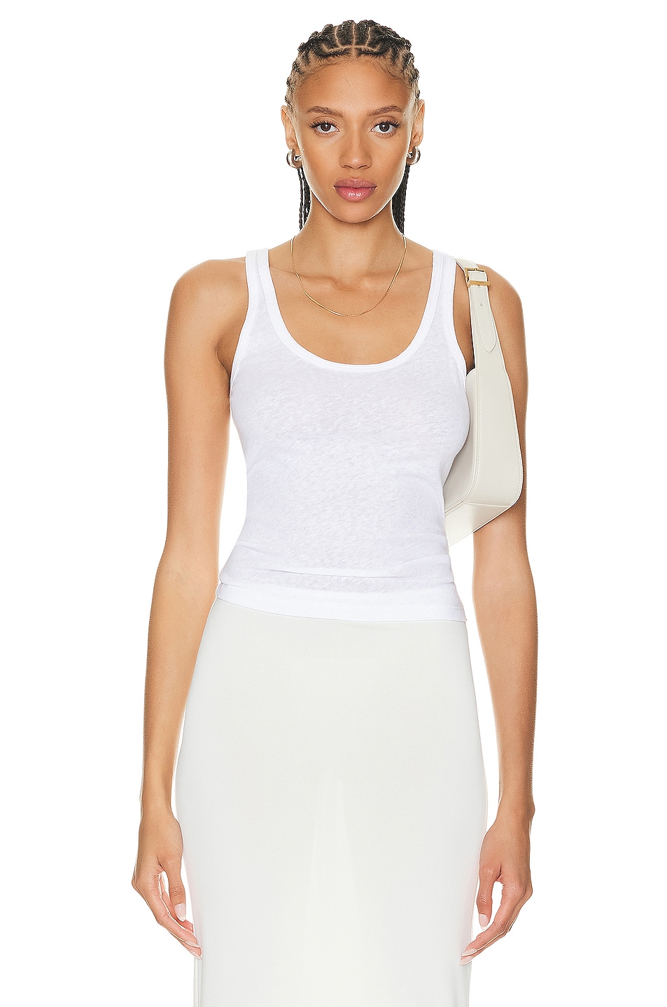 Image 1 of LESET Laura Scoop Neck Tank Top in White