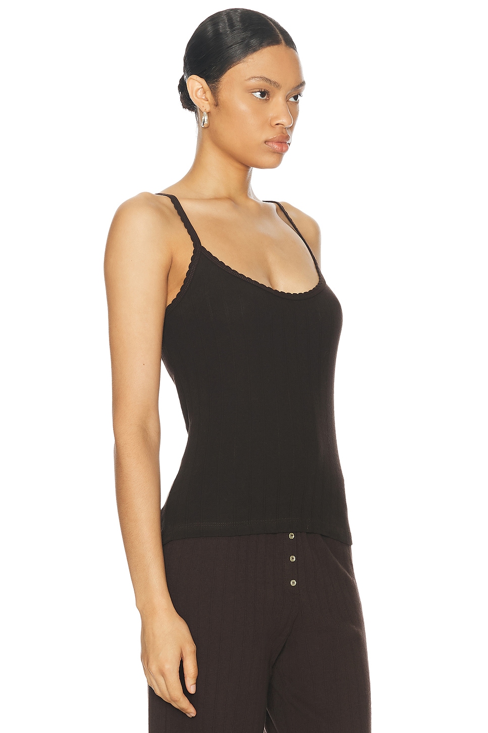 Shop Leset Pointelle Classic Tank Top In Choco