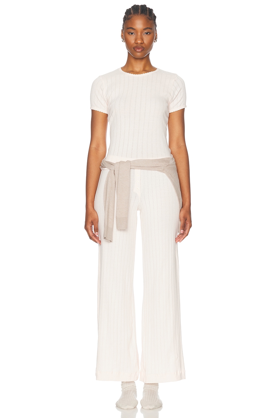 LESET Pointelle Slim Fit Tee thumbnail