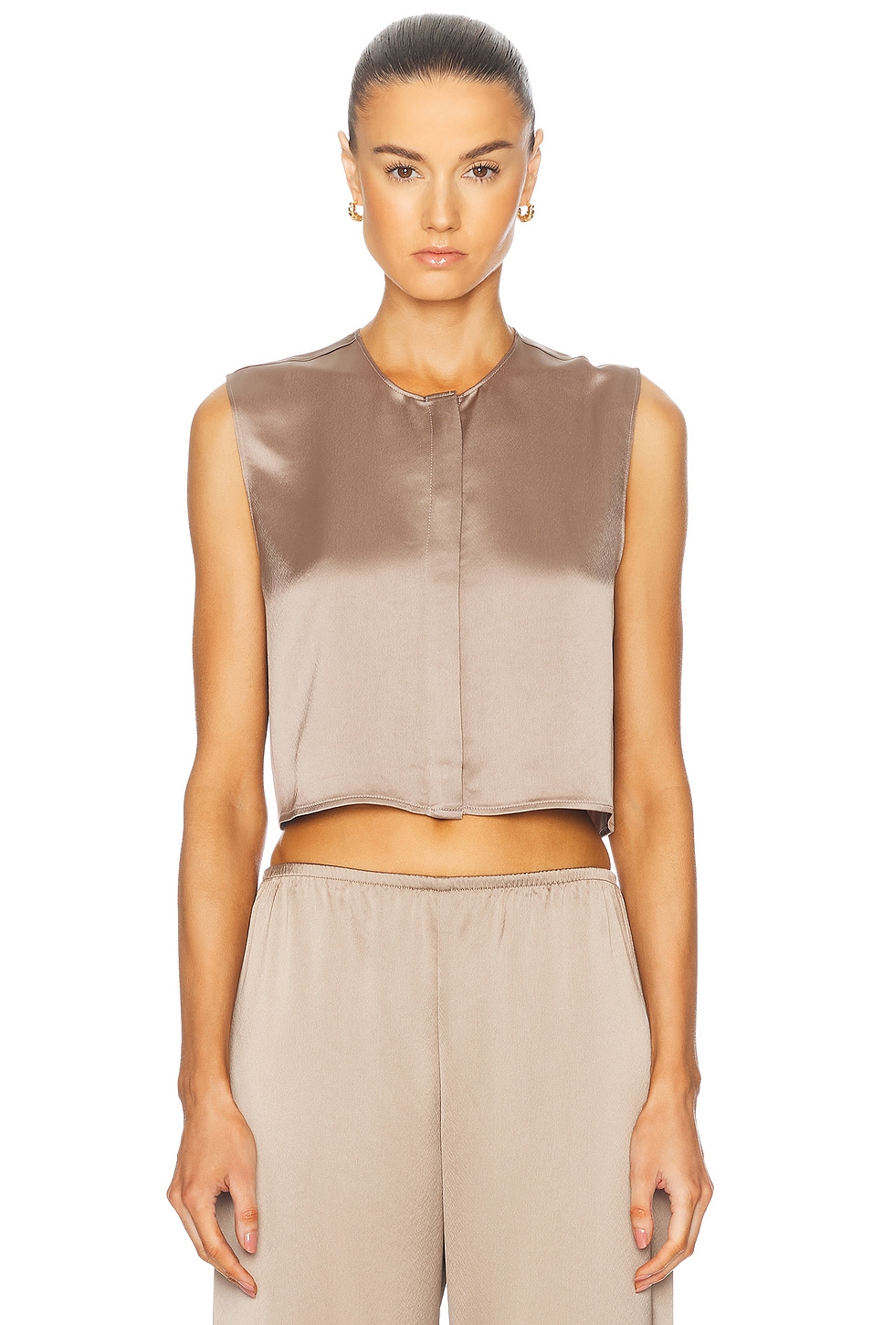 Image 1 of LESET Barb Crewneck Top in Liquid Bronze