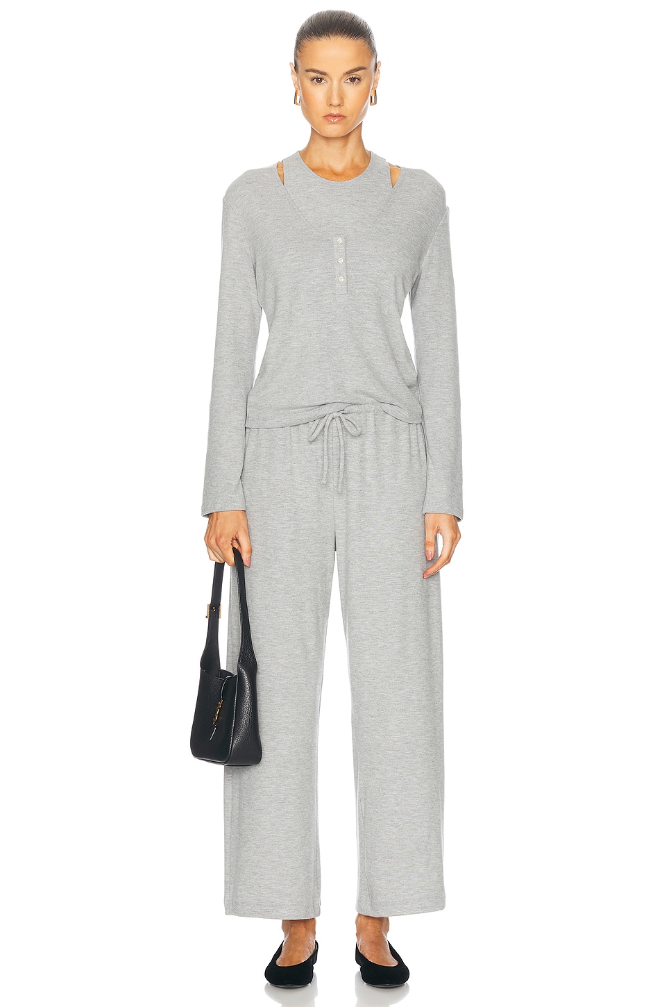 LESET Lauren V Neck Henley Top thumbnail