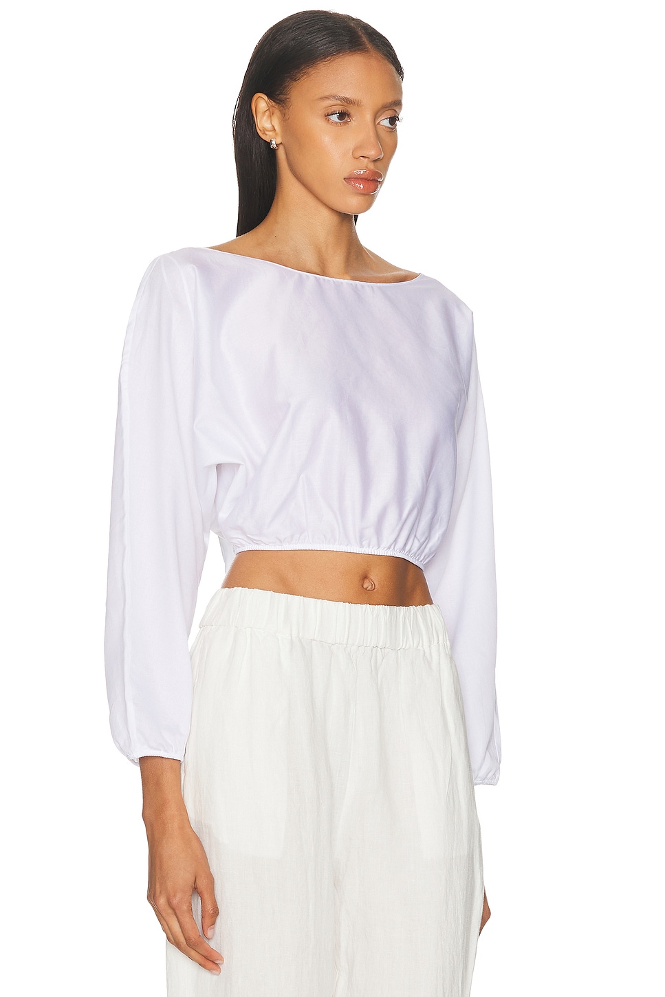Yoko Long Sleeve Blouson Top in White