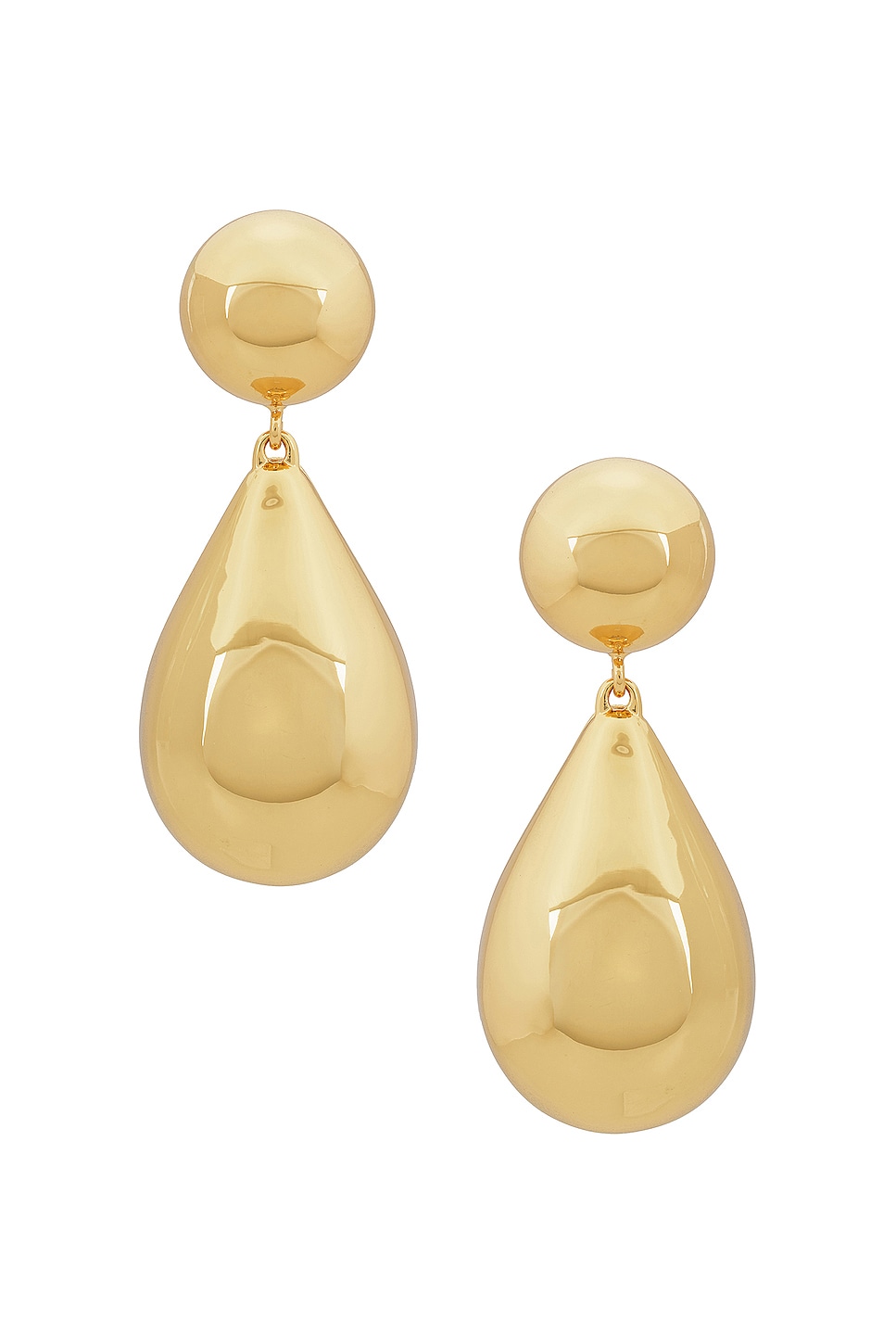 Small Dome Teardrop Earrings in Metallic Gold