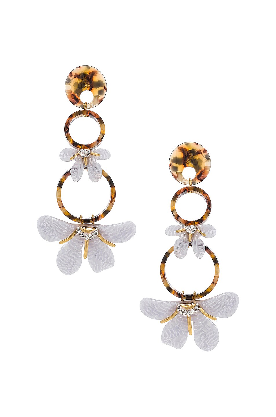 Image 1 of Lele Sadoughi Trumpet Lily Chandelier Earrings in White Sand