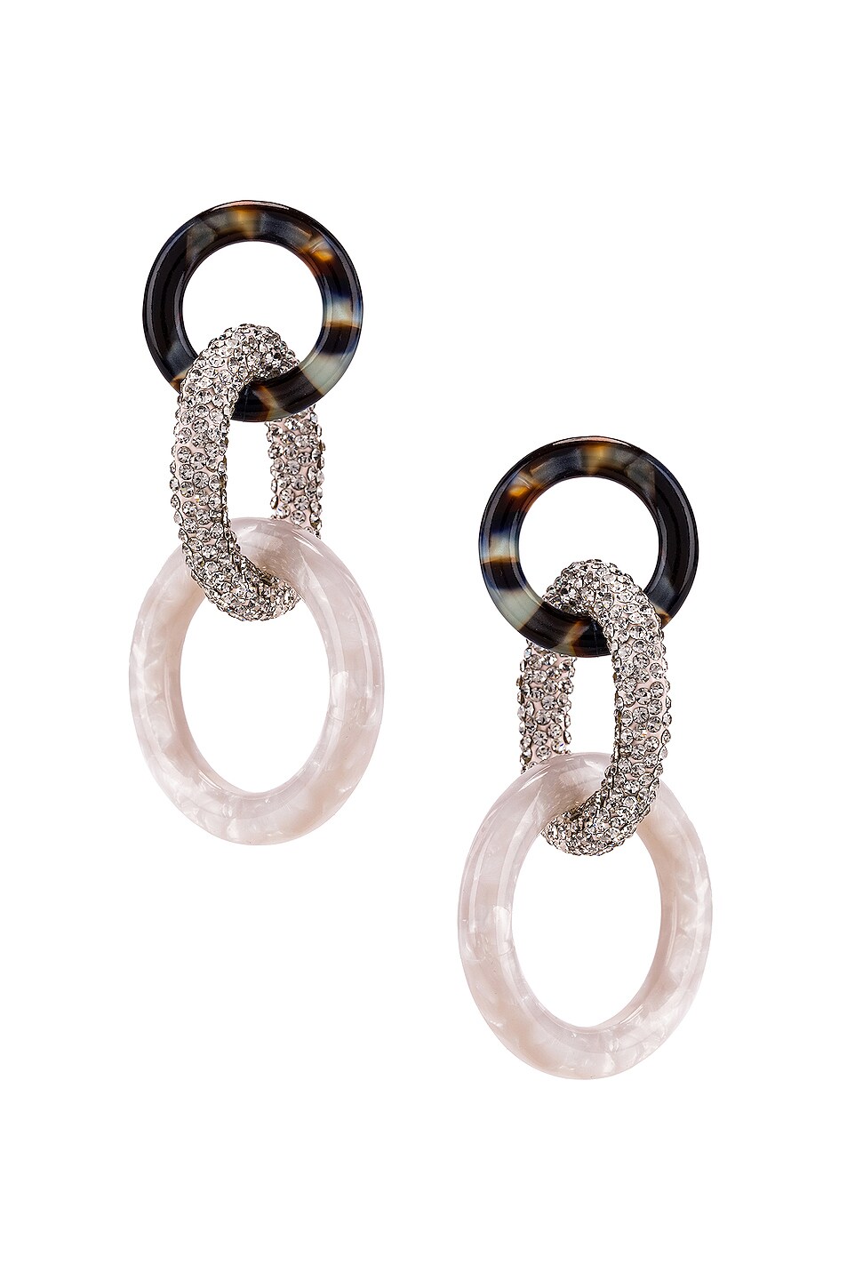 Image 1 of Lele Sadoughi Crystal Loop Earrings in Black, Crystal & White