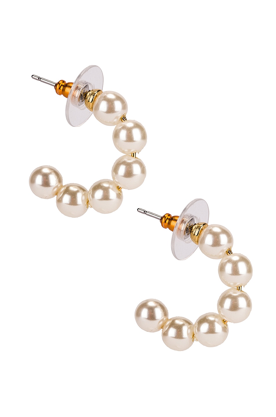 Image 1 of Lele Sadoughi Pearl Huggie Hoop Earrings in Pearl