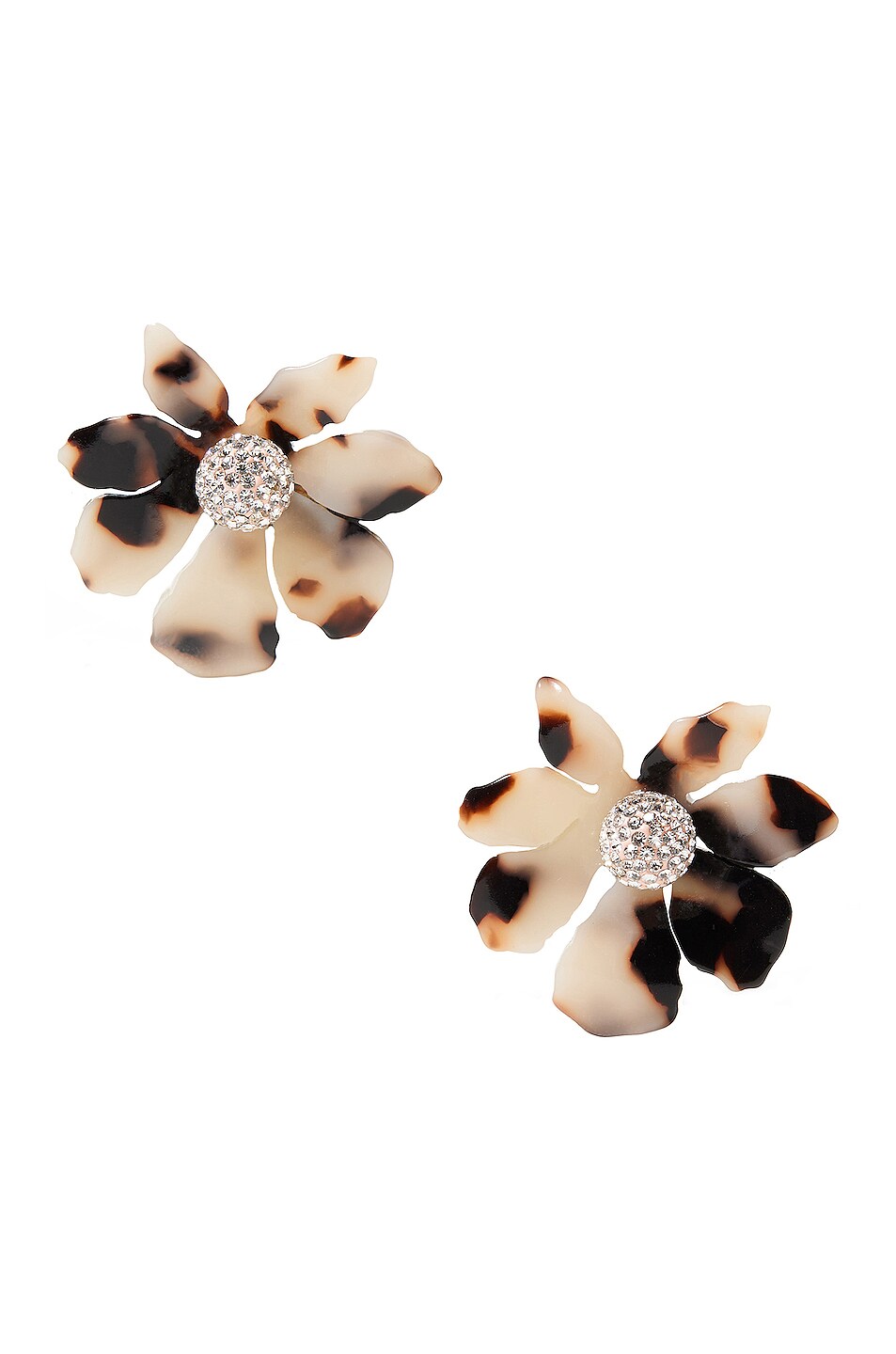 Image 1 of Lele Sadoughi Flower Button Earrings in Honey Tortoise