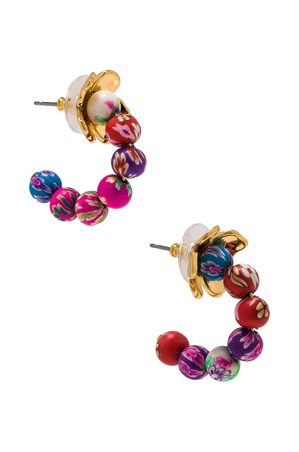 Image 1 of Lele Sadoughi Beaded Azalea Huggie Hoop Earrings in Millefiori