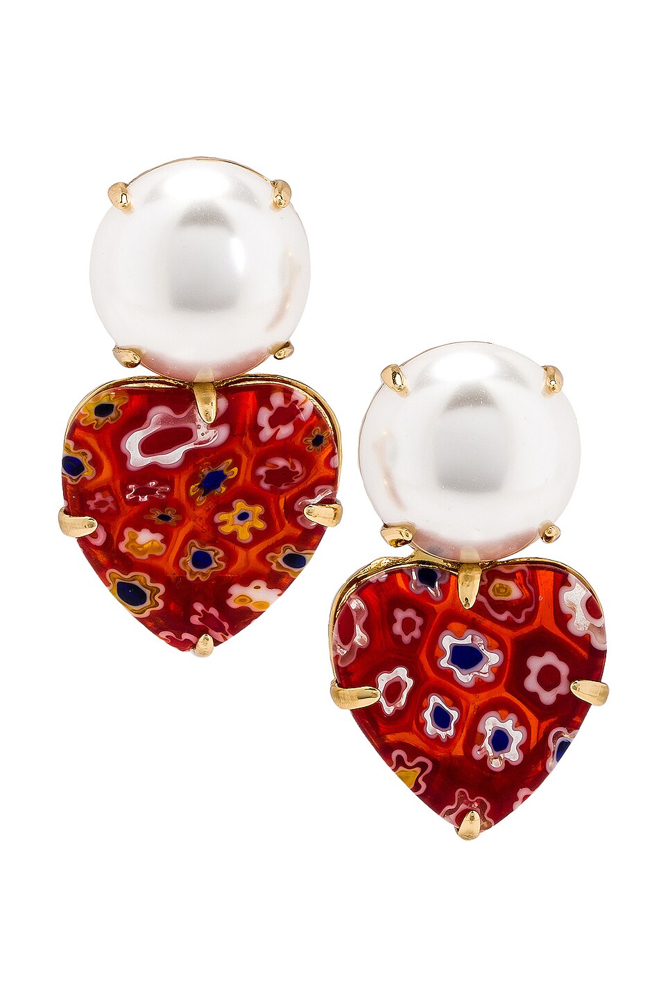 Image 1 of Lele Sadoughi Fiore Convertible Heart Drop Earring in Cherry Red