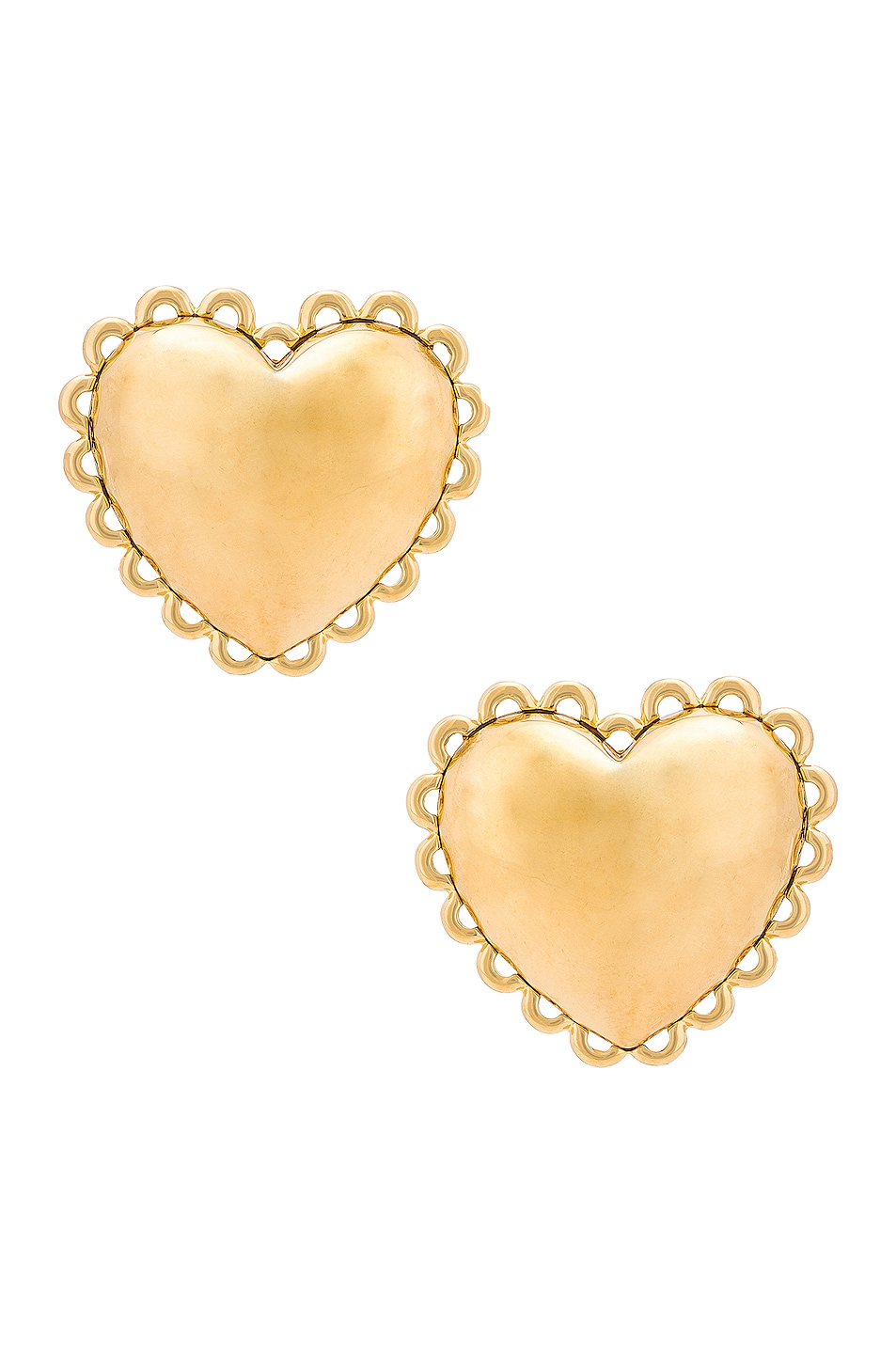 Image 1 of Lele Sadoughi Lace Heart Button Earrings in Gold