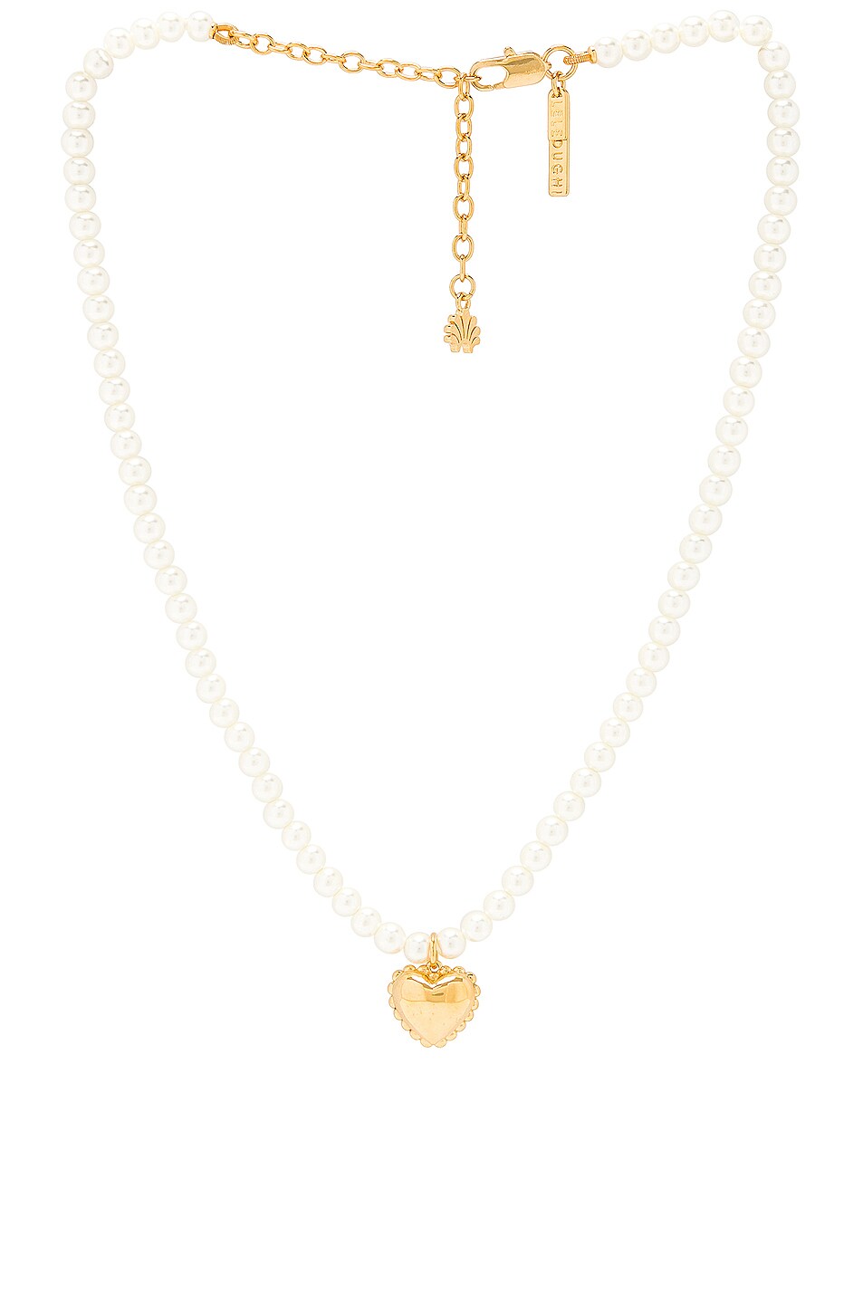 Image 1 of Lele Sadoughi Lace Heart Pearl Necklace in Gold