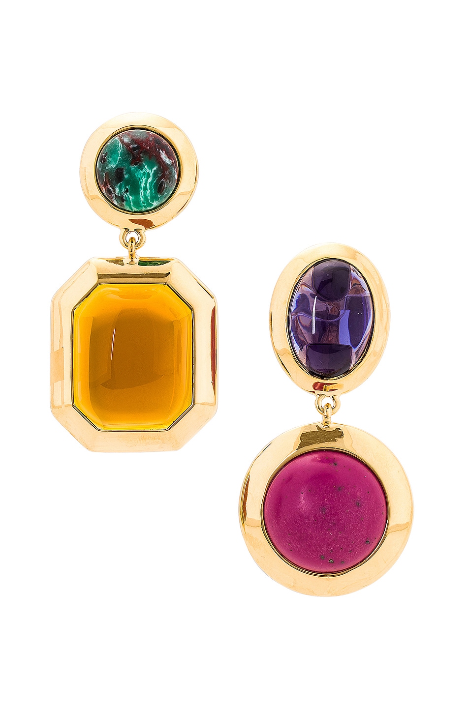 Image 1 of Lele Sadoughi Bezel Jewel Drop Earrings in Glass Rainbow