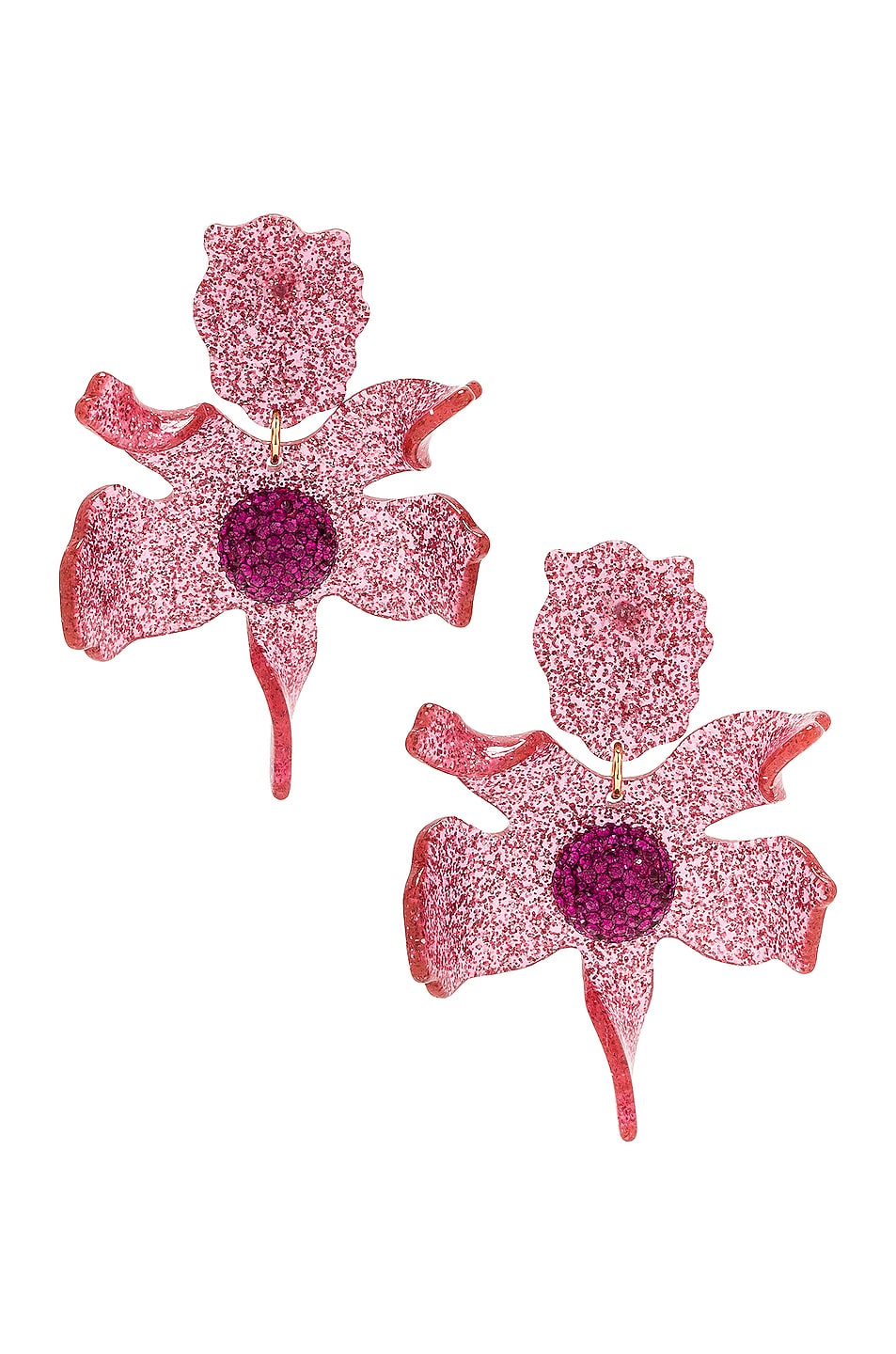 Image 1 of Lele Sadoughi Crystal Lily Earrings in Diva Pink