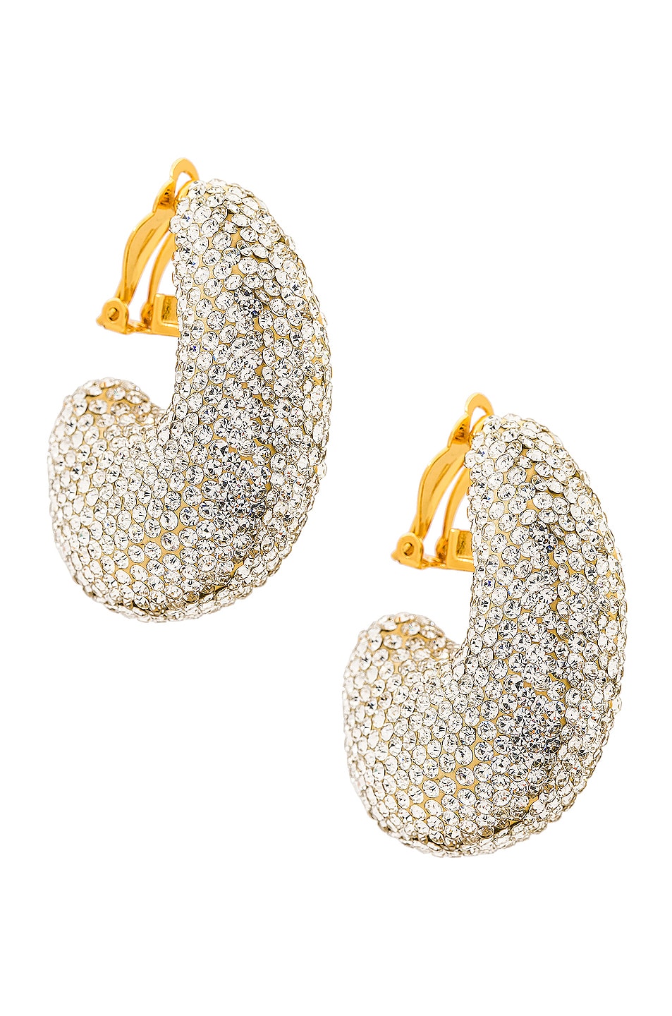 Image 1 of Lele Sadoughi Pave Dome Hoop Clip On Earrings in Crystal