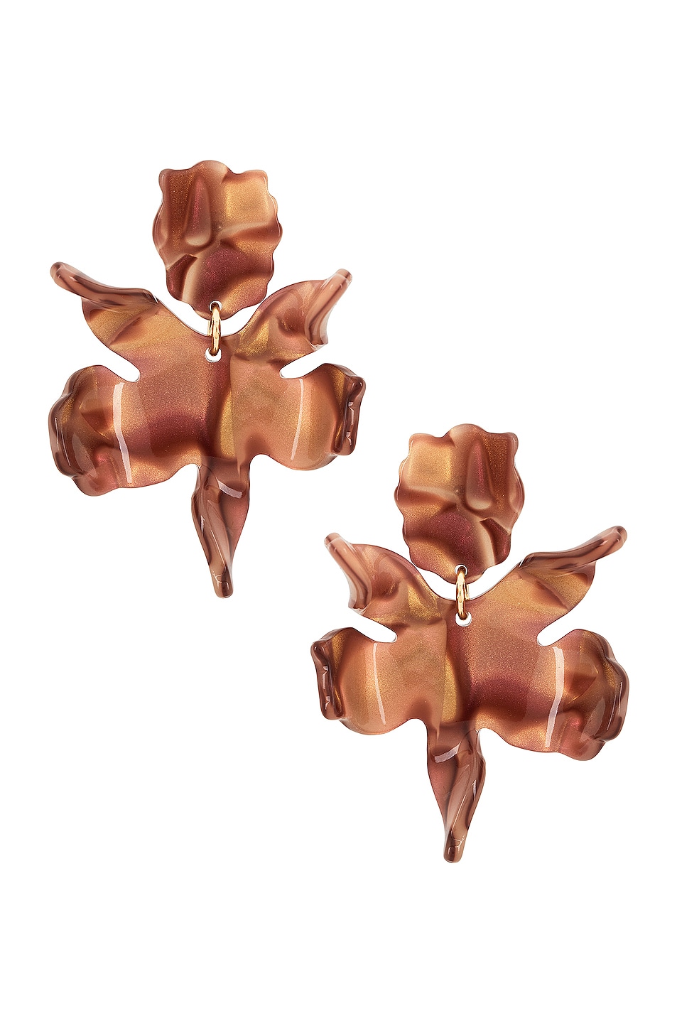 Image 1 of Lele Sadoughi Small Paper Lily Earrings in Smoked Abalone