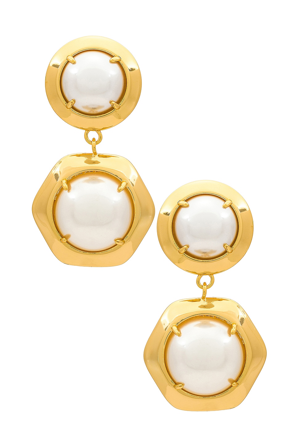Image 1 of Lele Sadoughi Geo Bezel Jewel Drop Earrings in Pearl