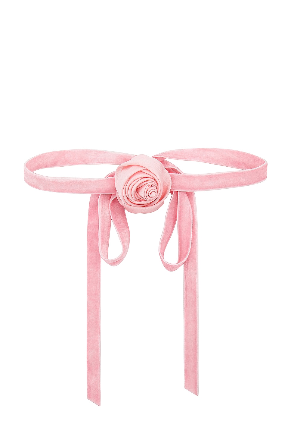 Silk Rosette Ribbon Choker Necklace in Pink