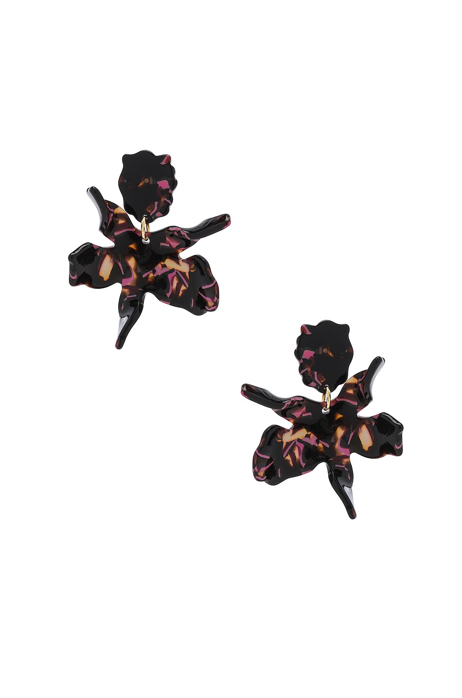 Image 1 of Lele Sadoughi Small Paper Lily Earrings in Black Cherry