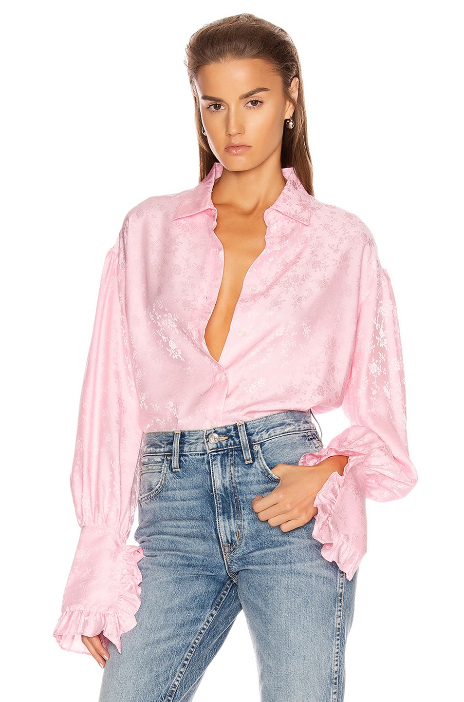 Image 1 of Les Reveries Ruffle Cuff Top in Rose Pink