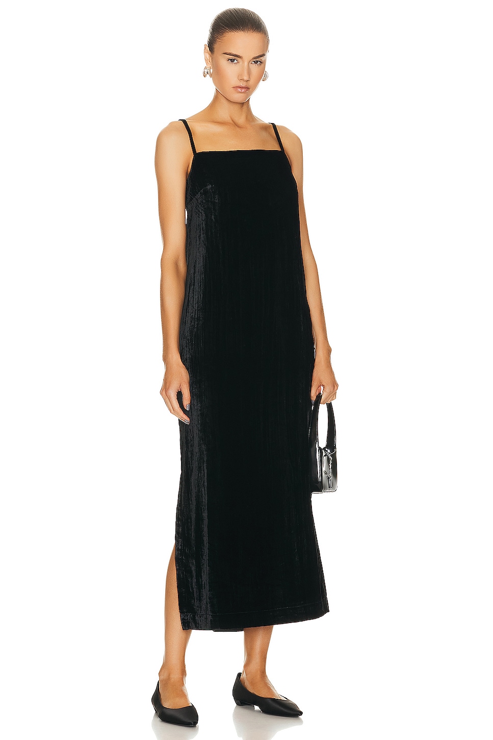 Image 1 of Loulou Studio Etinas Long Velvet Dress in Black