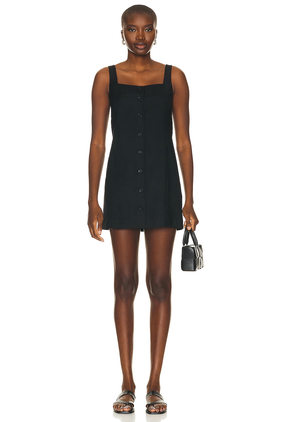 Image 1 of Loulou Studio Idon Short Buttoned Dress in Black