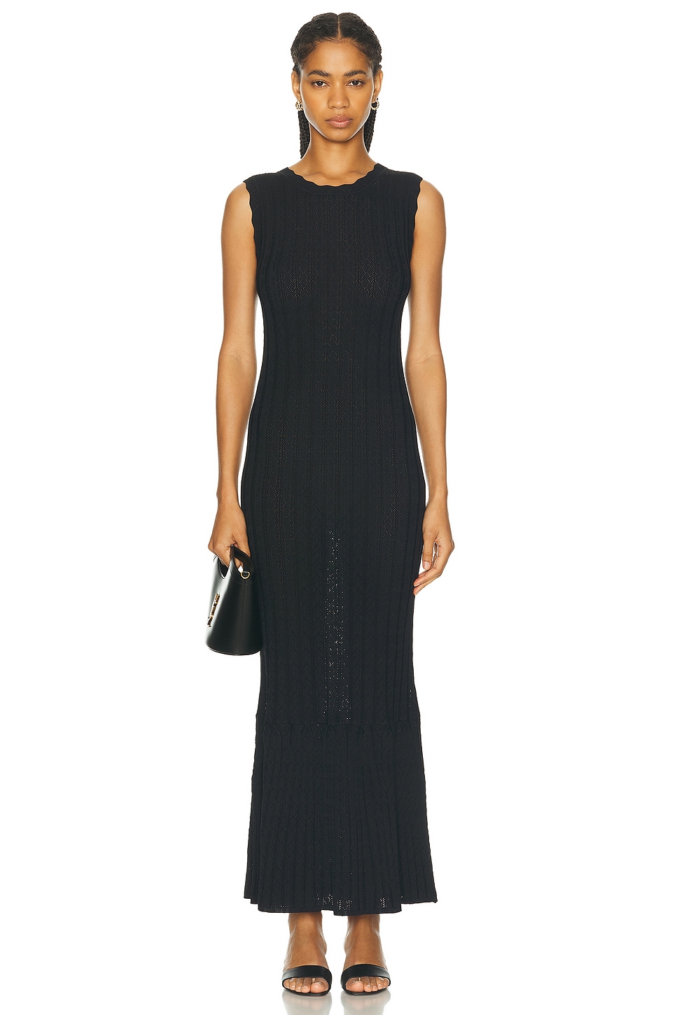 Image 1 of Loulou Studio Molino Long Sleeveless Dress in Black