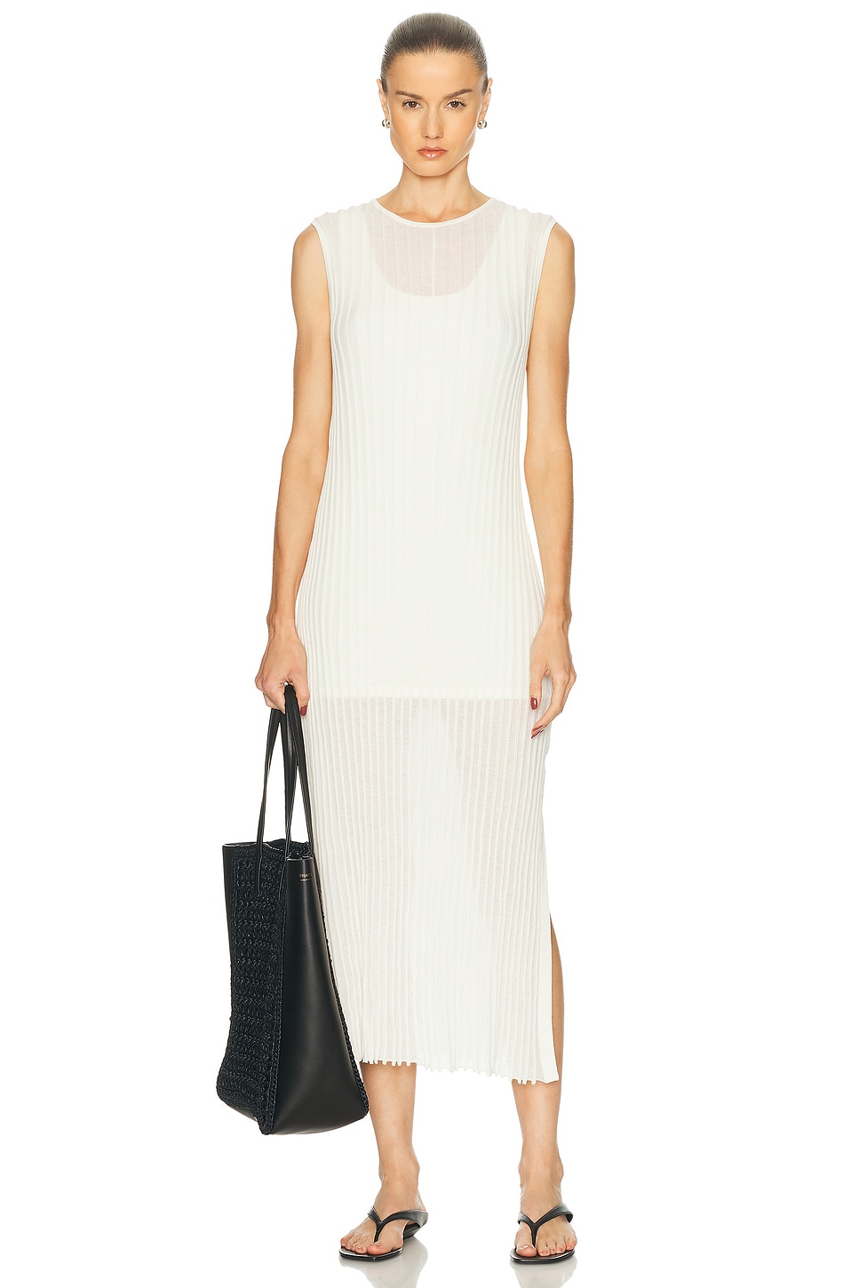 Ada Sleeveless Long Knit Dress in Ivory