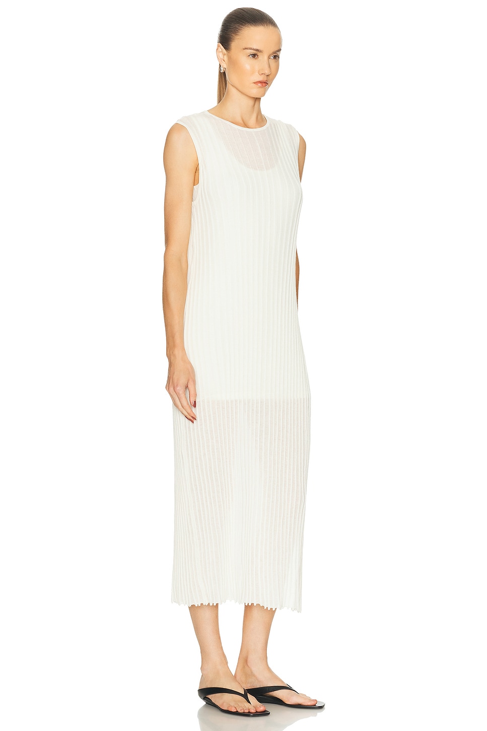 Loulou De Saison Ada Sleeveless Long Knit Dress In White