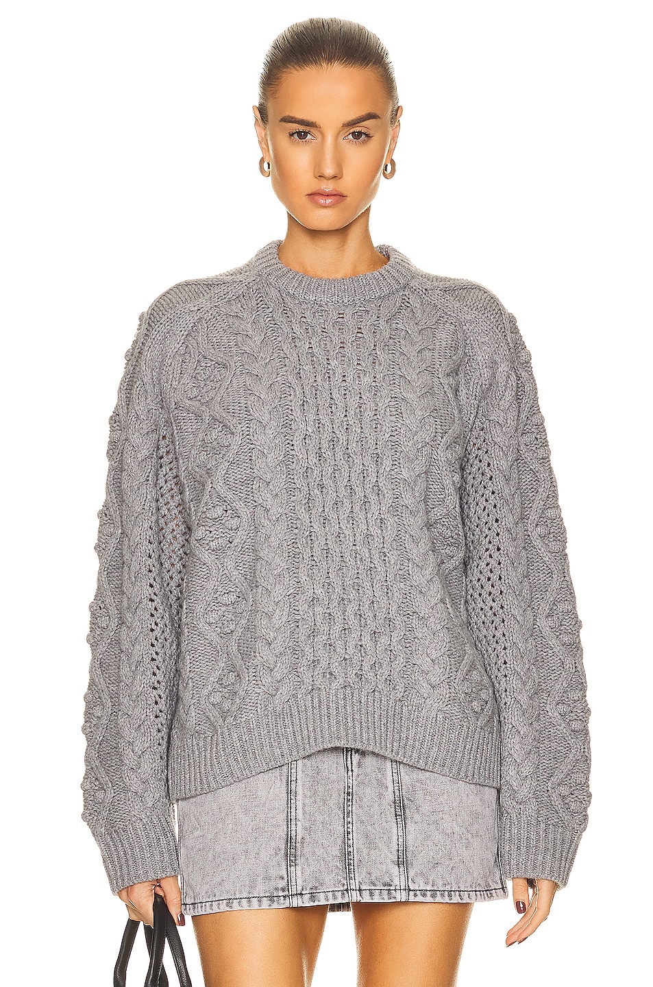 Image 1 of Loulou Studio Secas Cable Knit Sweater in Grey Melange