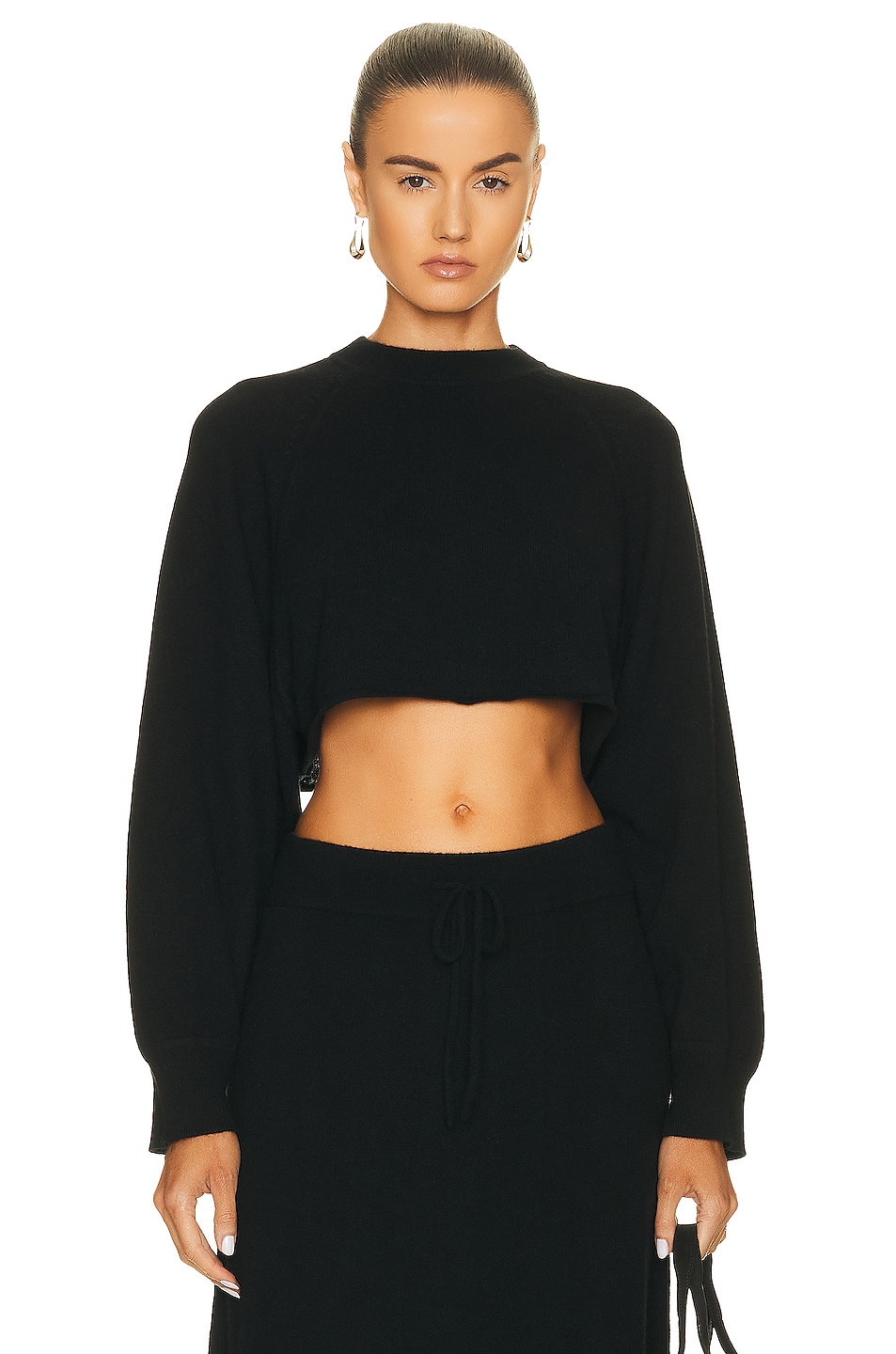 Image 1 of Loulou Studio Bocas Cashmere Cropped Sweater in Black