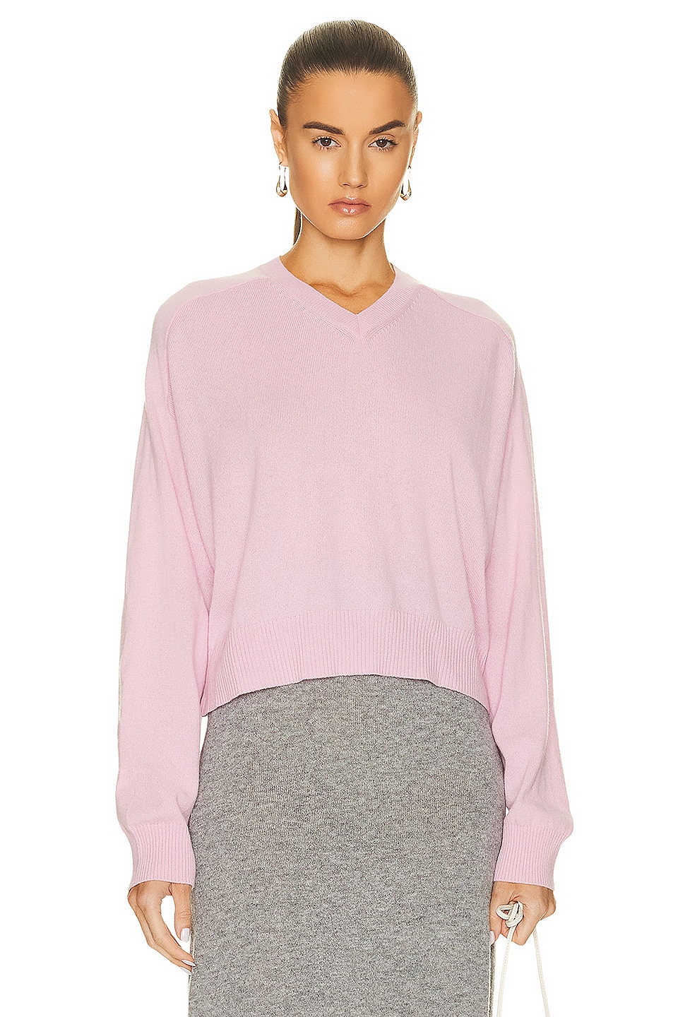 Image 1 of Loulou Studio Emsalo Cashmere V Neck Sweater in Pink