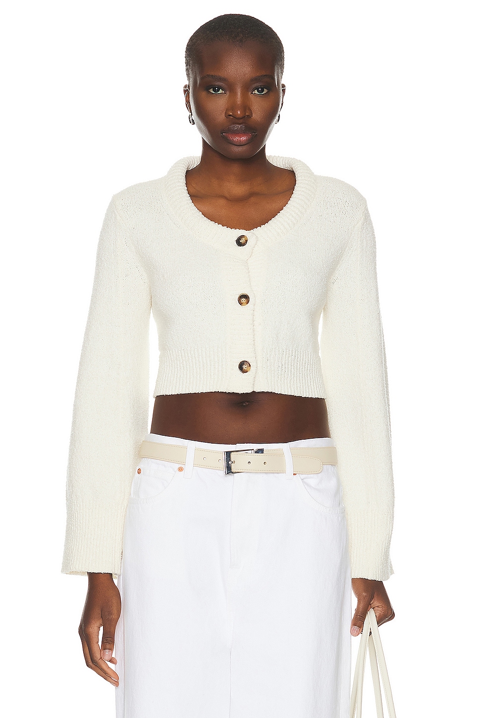 Image 1 of Loulou Studio Armand Cardigan in Rice Ivory