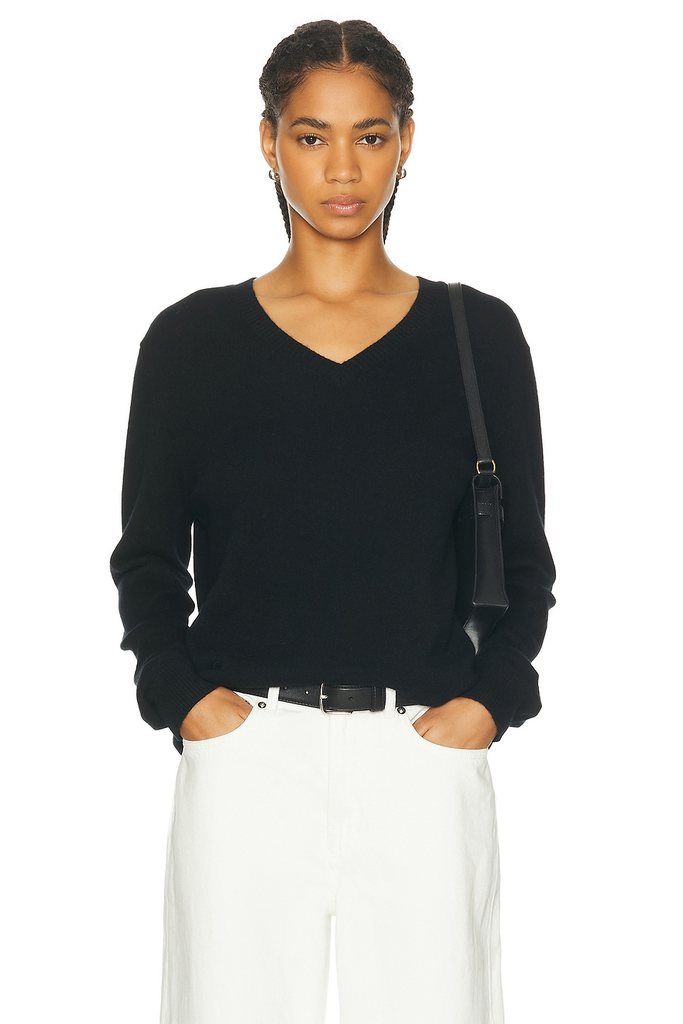 Image 1 of Loulou Studio Serafini Cashmere Sweater in Black