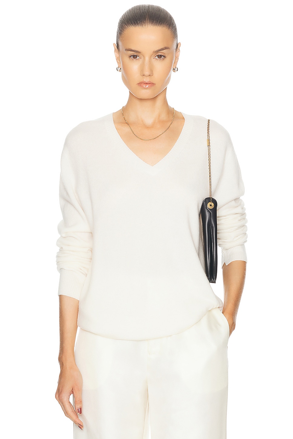 Image 1 of Loulou Studio Serafini Cashmere Sweater in Ivory