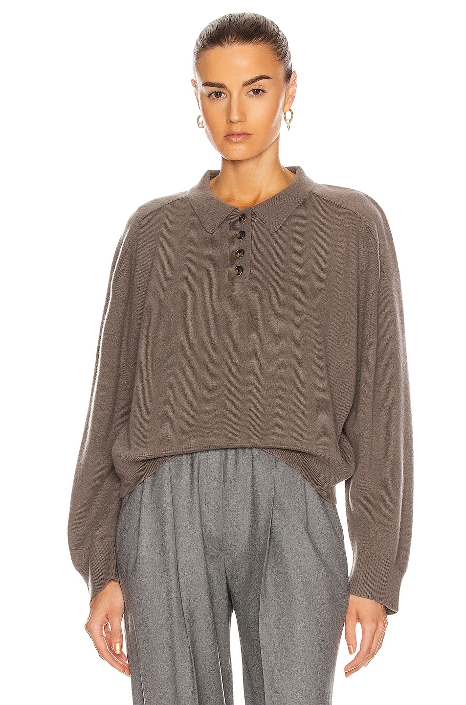Image 1 of Loulou Studio Forana Cashmere Sweater in Taupe
