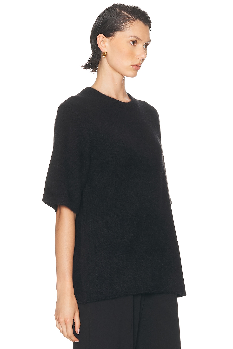 Loulou De Saison Raven Short Sleeve Sweater In Black
