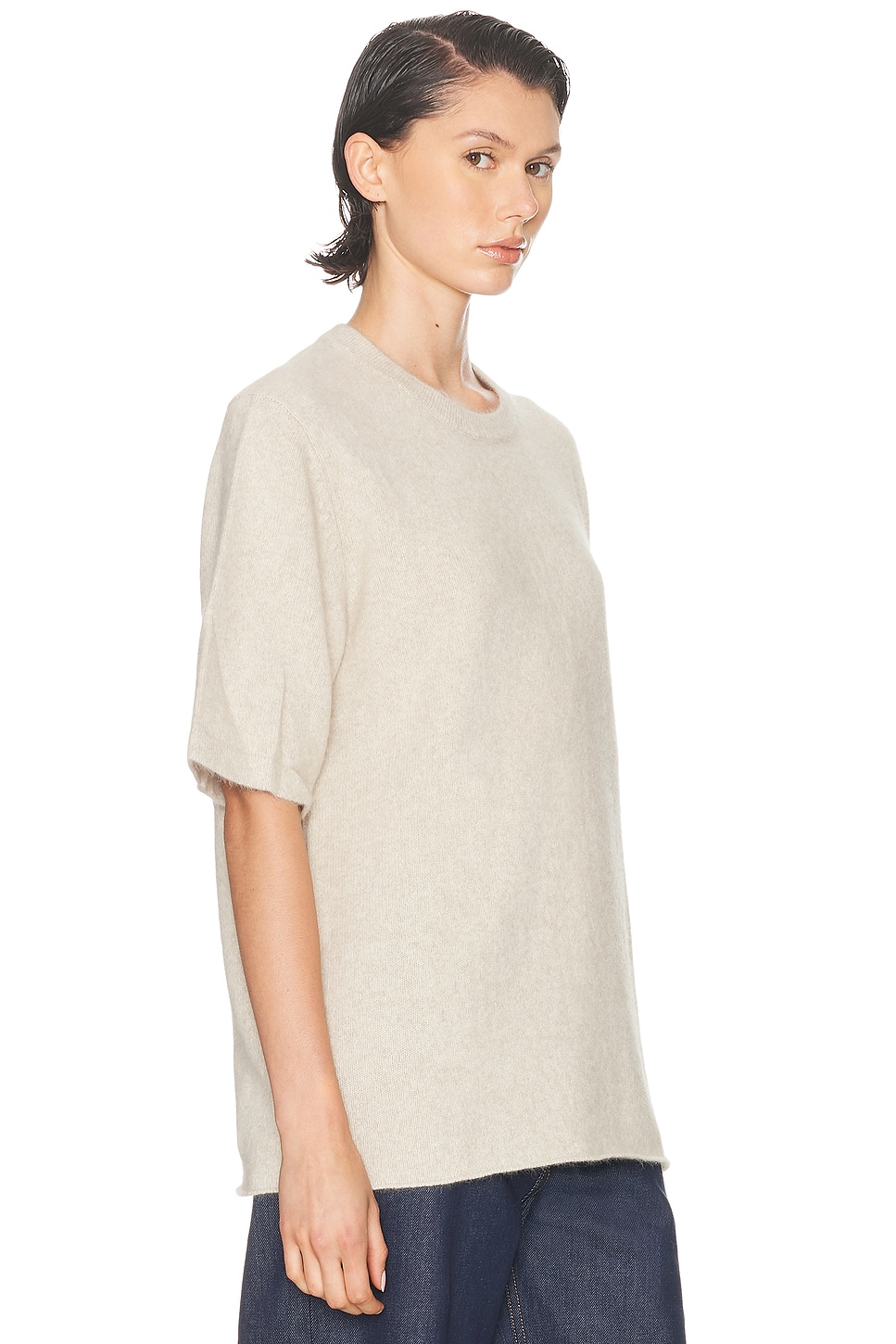 Loulou De Saison Raven Short Sleeve Sweater In Neutral