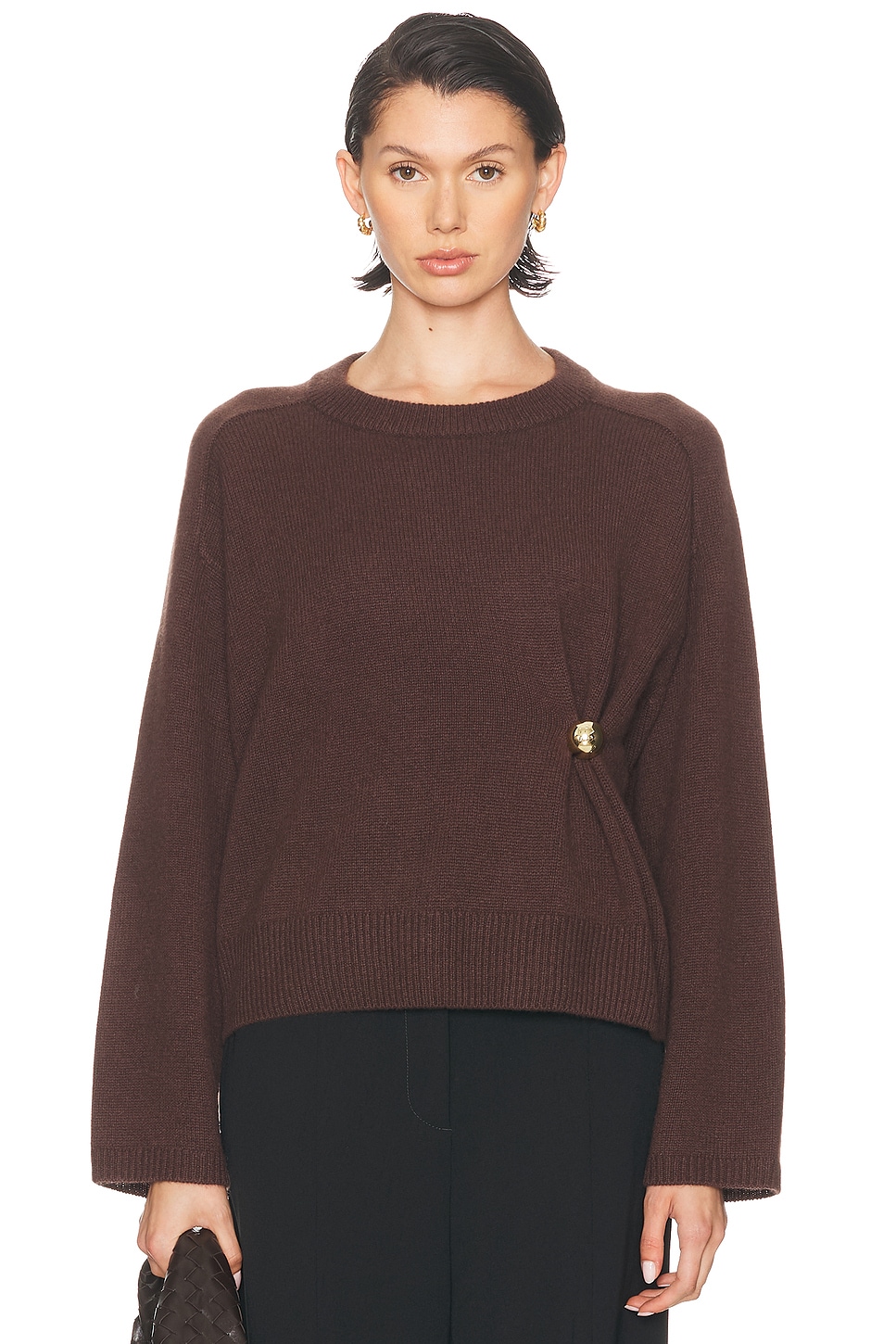 Loulou De Saison Brown Bruzzi Lds Boxy Cashmere Sweater In Brown