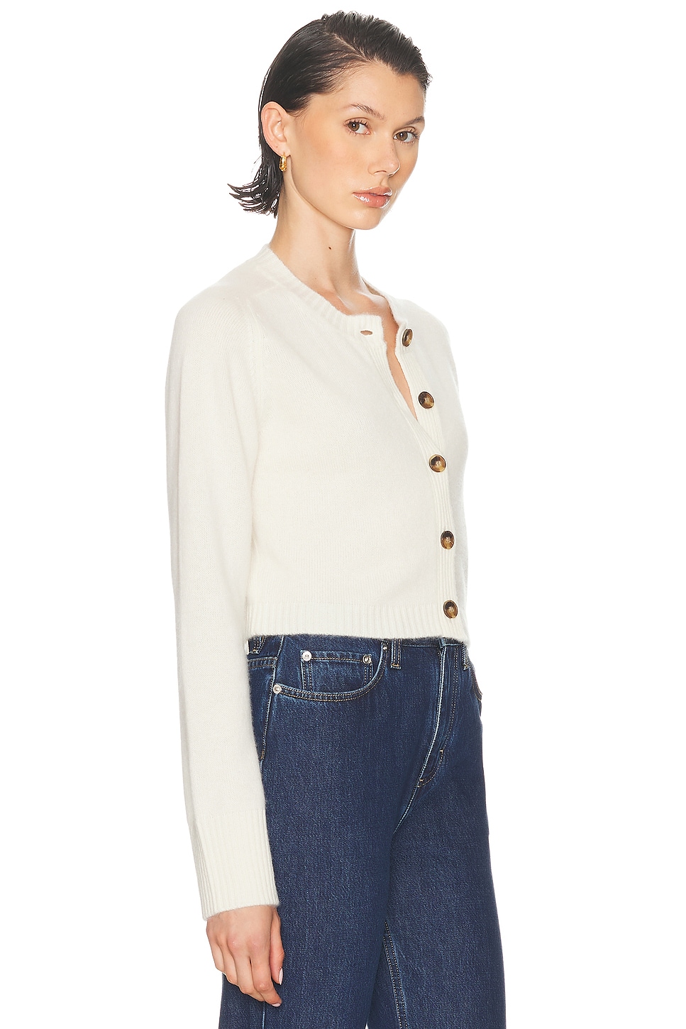 Loulou De Saison Off-white Zephir Cashmere Cropped Cardigan In White