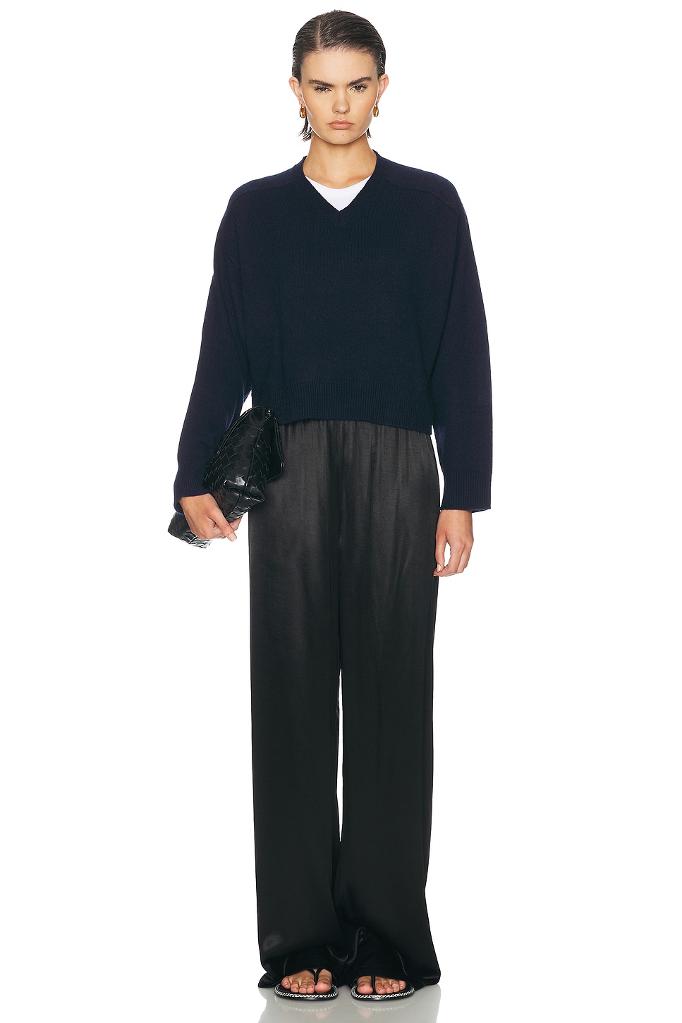 Anzor V-Neck Saddle-Sleeve Sweater