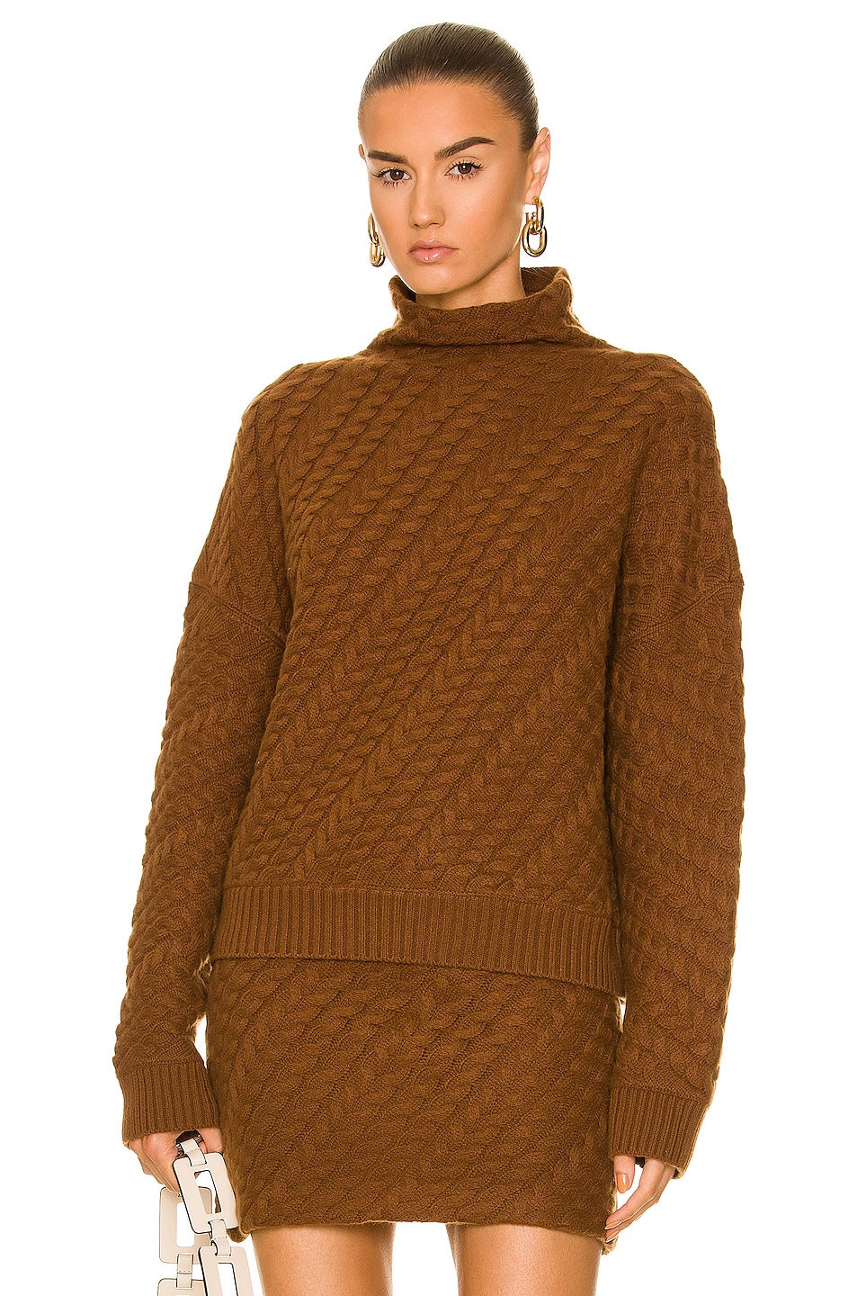 Image 1 of Loulou Studio Huso Cable Knit Sweater in Chocolate