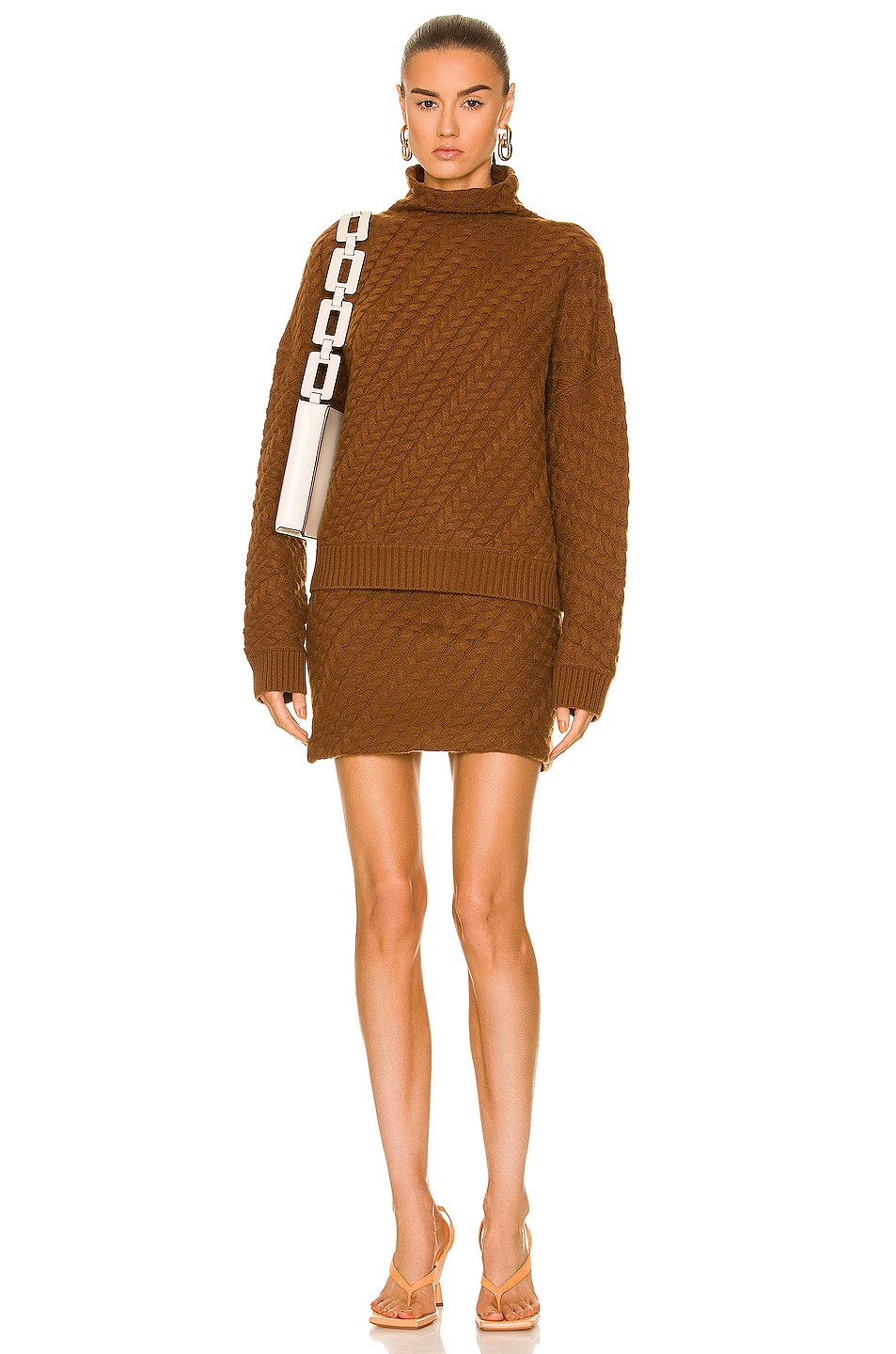 Loulou Studio Huso Cable Knit Sweater in Chocolate FWRD