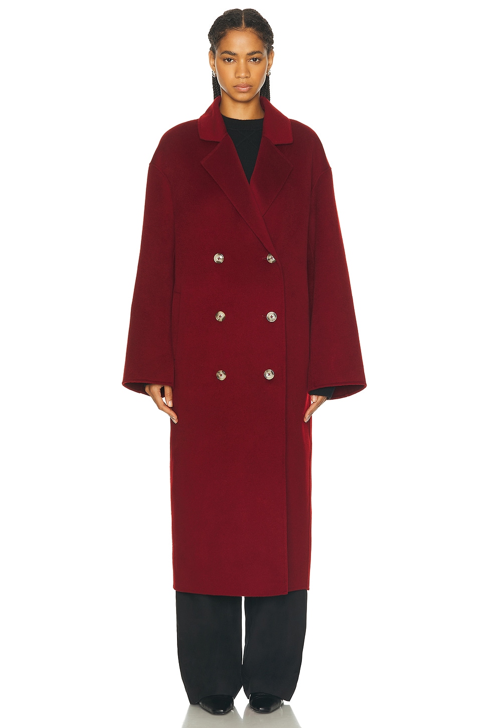 Shop Loulou Studio Borneo Coat In Burgundy