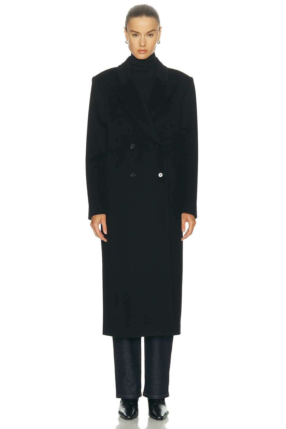 Loulou De Saison X Loro Piana Rosco Double Breasted Coat In Black