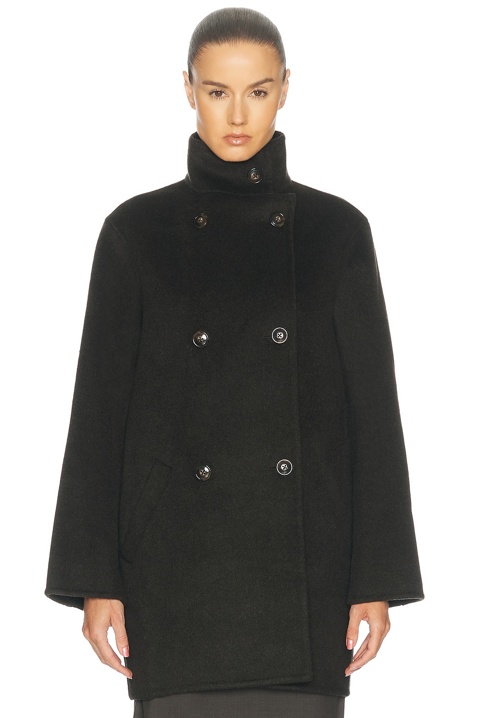 LOULOU DE SAISON Olmo High-neck Double Breasted Coat
