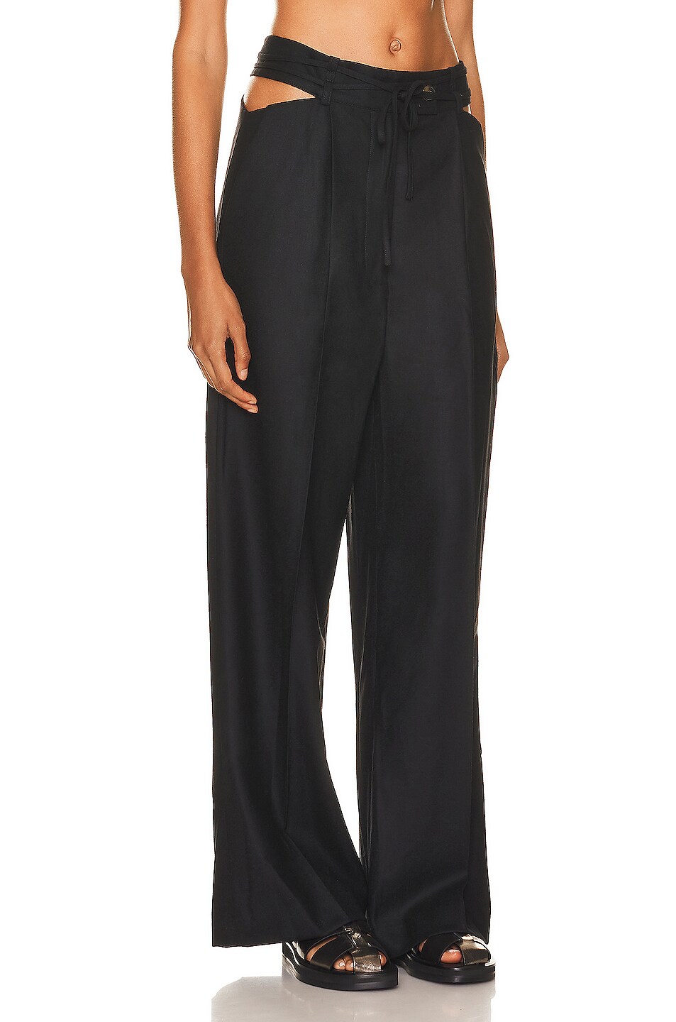 Loulou Studio Joli Cut Out Pant in Black | FWRD