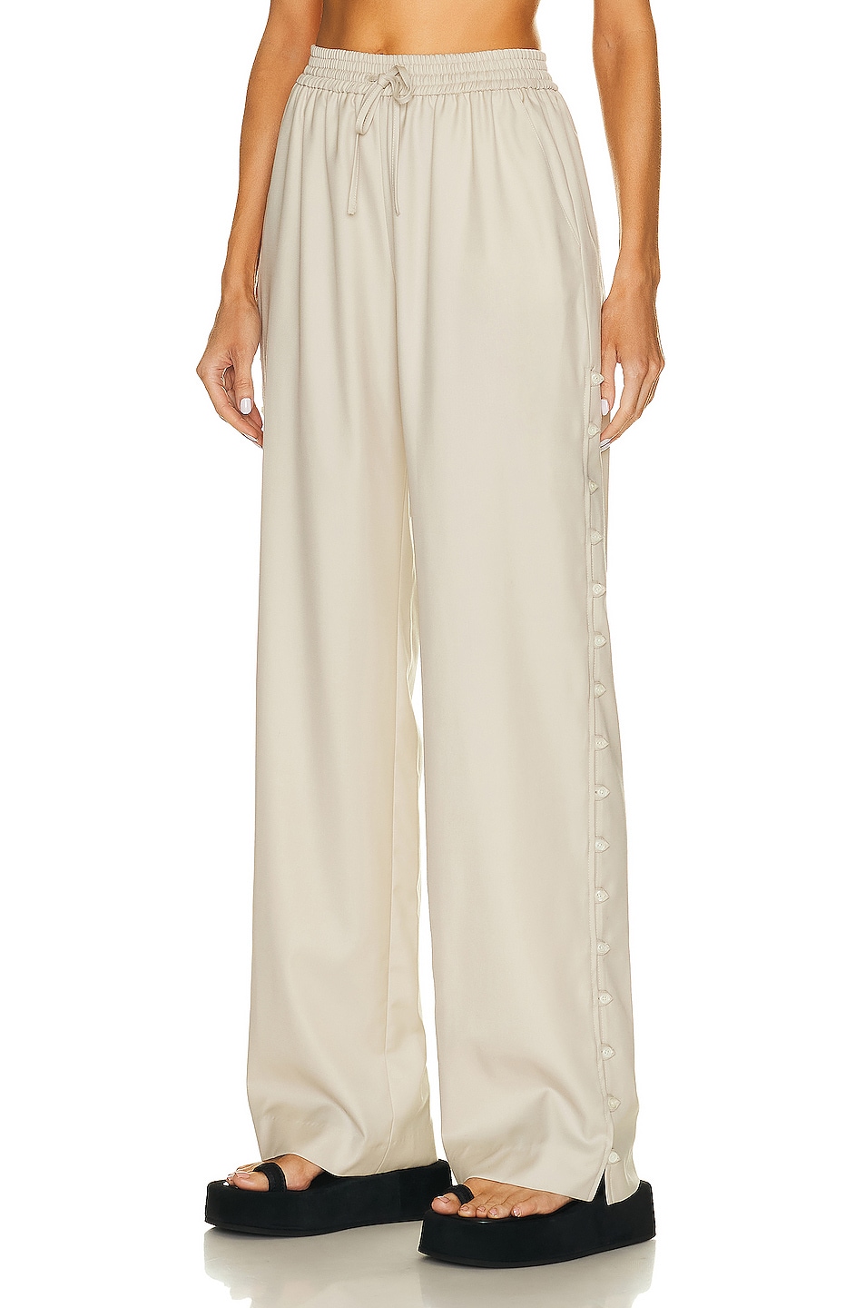Image 1 of Loulou Studio Checa Wide Leg Pant in Beige