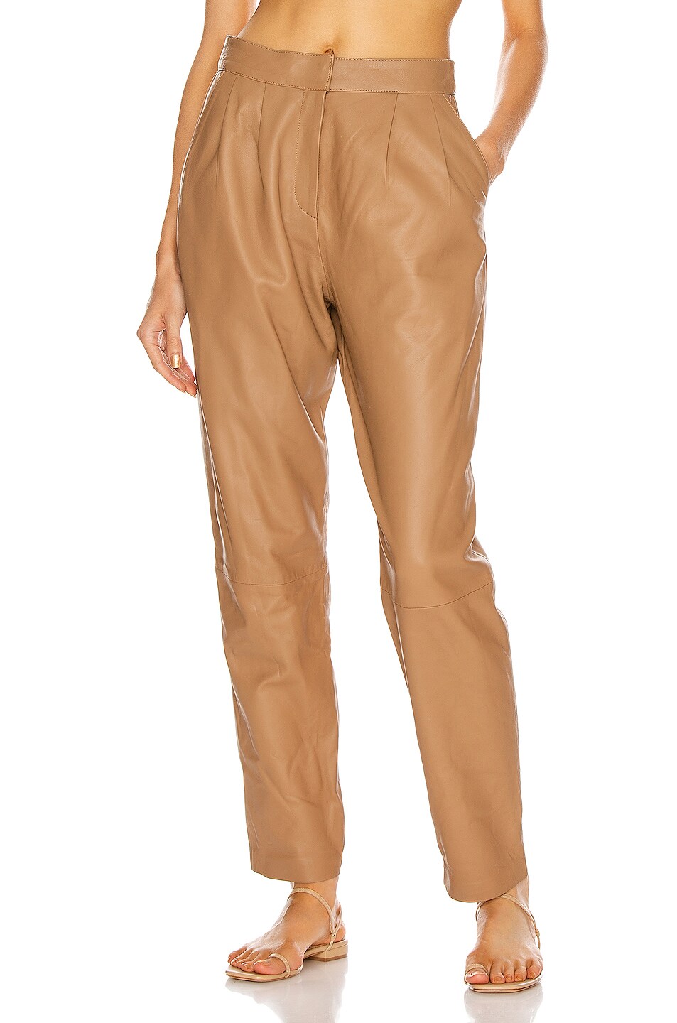 Image 1 of Loulou Studio Palaos Leather Pant in Caramel