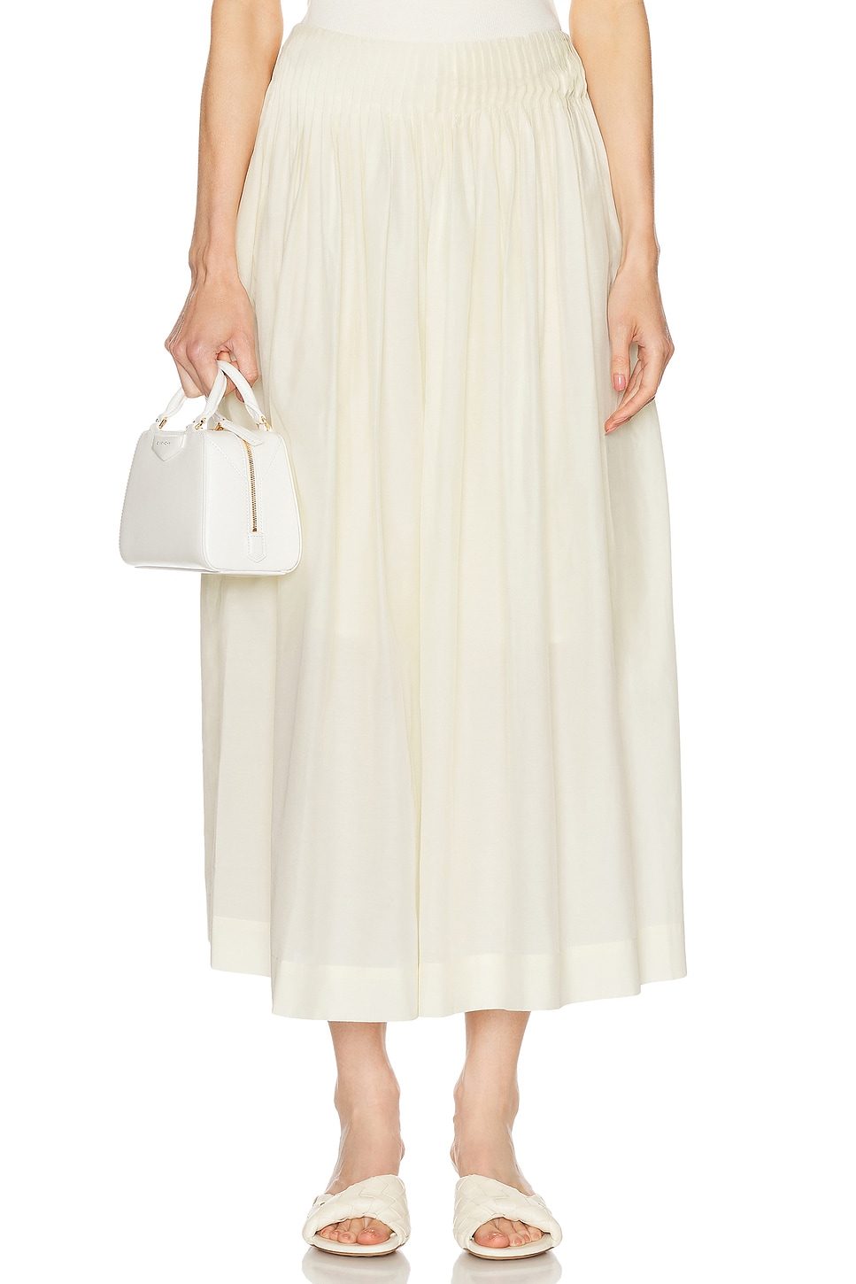 Image 1 of Loulou Studio Artemis Long Skirt With Gathers in Ivory