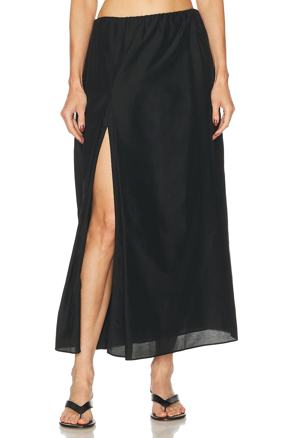 Carmen Long Gathered Skirt in Black